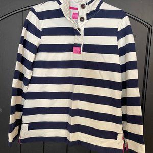 Joules Saunton Pullover Navy Blue & White Stripe Long Sleeve- Size US 8